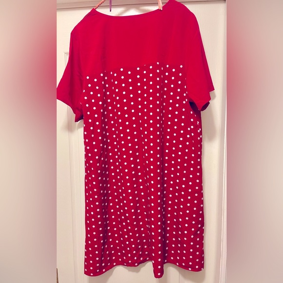 Red dress with white polka dots. Short sleeve. New. Never worn. - Picture 2 of 5